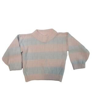 Hot Fudge Size EST 3T Vintage Pastel Pink Blue Heart Pullover Mock Neck Sweater
